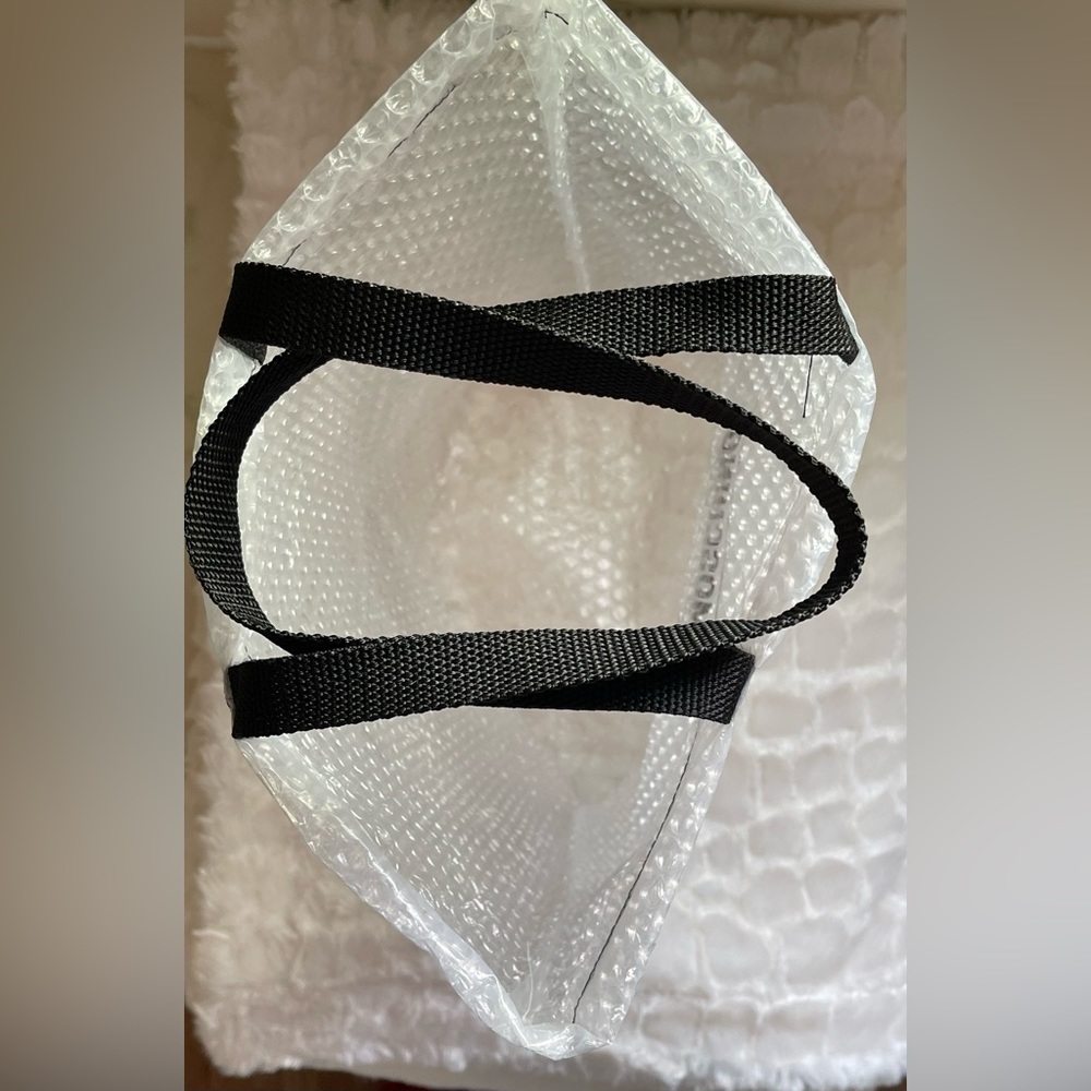 MOSCHINO Teddy couture Milano clear bubble shoe dust bag, with black handles. - Picture 6 of 7